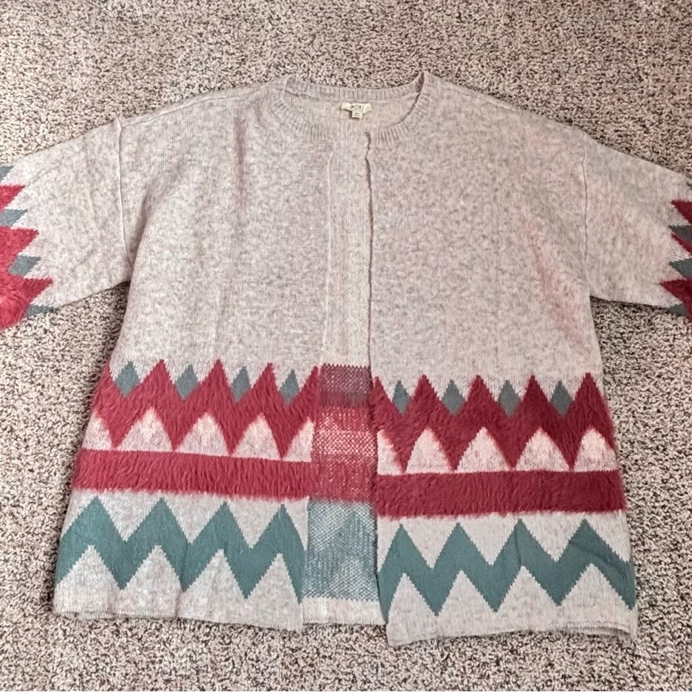 Kori Women's Zigzag Cardigan - Red and Green Accents